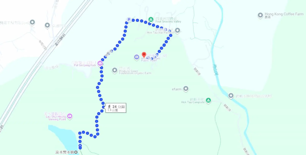 流水響水塘>石坳山>鶴藪水塘>鶴藪圍